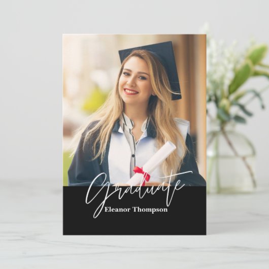 Modern minimalistisch: zwart-wit met foto kaart (Staand voorkant)