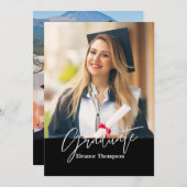 Modern minimalistisch: zwart-wit met foto kaart (Voorkant / Achterkant)