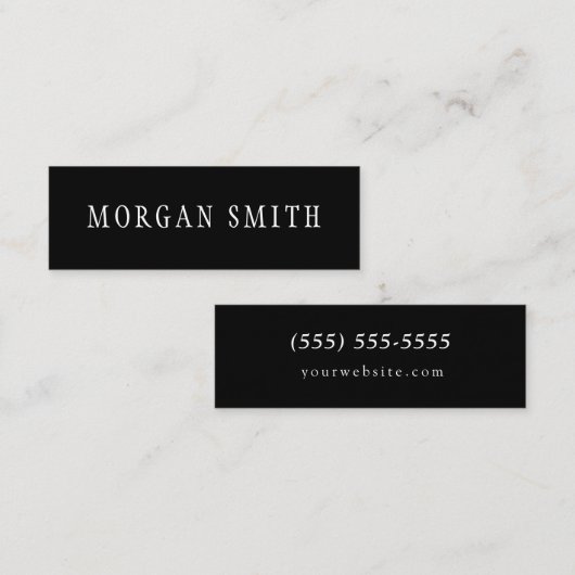 Modern minimalistisch zwart-wit mini visitekaartje (Voorkant / Achterkant)