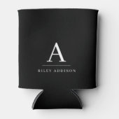 Modern minimalistisch zwart-wit monogram blikjeskoeler (Voorkant)