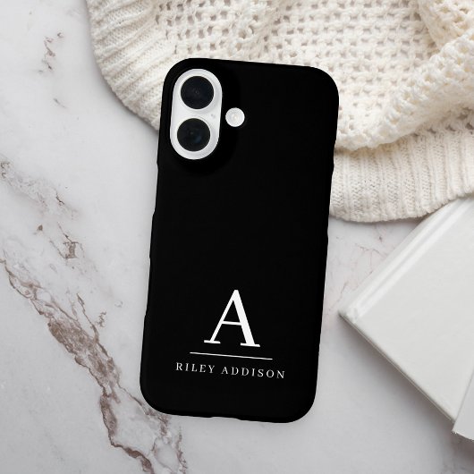 Modern minimalistisch zwart-wit monogram Case-Mate iPhone case