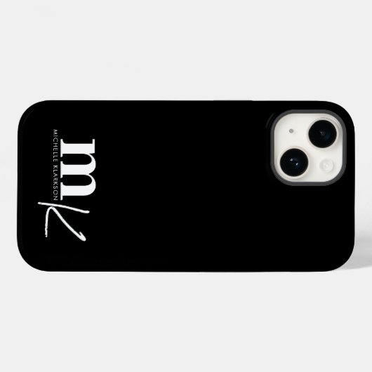 Modern minimalistisch zwart-wit monogram Case-Mate iPhone case (Achterkant (horizontaal))