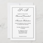 Modern minimalistisch zwart-wit monogram huwelijk kaart (Voorkant)