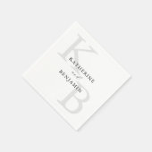 Modern minimalistisch zwart-wit monogram huwelijk servet (Hoek)