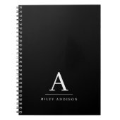 Modern minimalistisch zwart-wit monogram notitieboek (Voorkant)