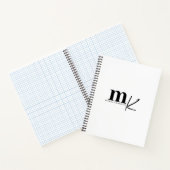 Modern minimalistisch zwart-wit monogram notitieboek (Binnen)