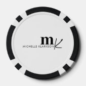 Modern minimalistisch zwart-wit monogram poker chips (Achterkant)