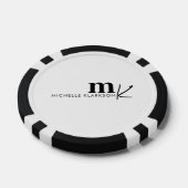 Modern minimalistisch zwart-wit monogram poker chips (Enkel)
