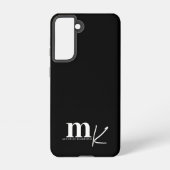 Modern minimalistisch zwart-wit monogram samsung galaxy hoesje (Achterkant)