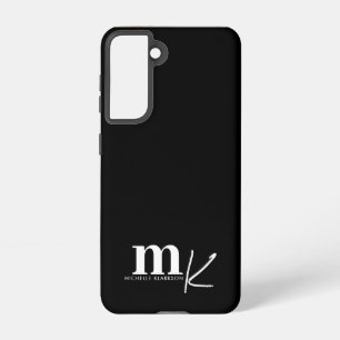 Modern minimalistisch zwart-wit monogram samsung galaxy hoesje