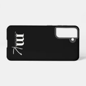 Modern minimalistisch zwart-wit monogram samsung galaxy hoesje (Achterkant horizontaal)