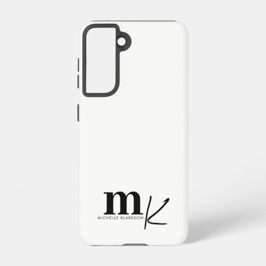 Modern minimalistisch zwart-wit monogram samsung galaxy hoesje (Achterkant)