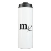 Modern minimalistisch zwart-wit monogram thermosbeker (Voorkant)