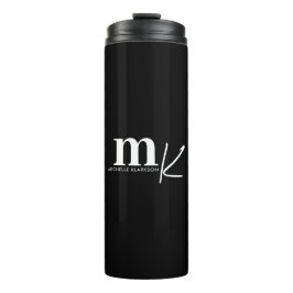 Modern minimalistisch zwart-wit monogram thermosbeker