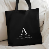 Modern minimalistisch zwart-wit monogram tote bag