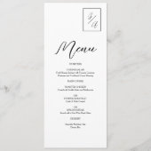Modern Minimalistisch Zwart-Wit Monogram Trouwmenu Menu (Voorkant)