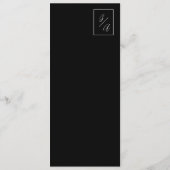 Modern Minimalistisch Zwart-Wit Monogram Trouwmenu Menu (Achterkant)