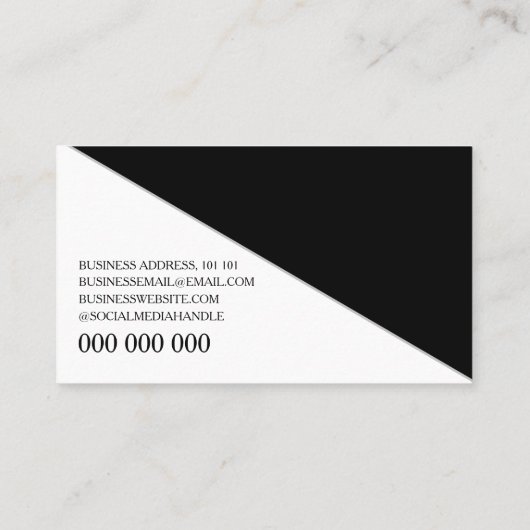 Modern minimalistisch zwart wit monogram visitekaartje (Achterkant)