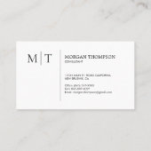 Modern minimalistisch zwart-wit monogram visitekaartje (Achterkant)