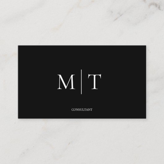 Modern minimalistisch zwart-wit monogram visitekaartje (Voorkant)