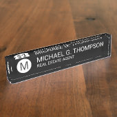 Modern minimalistisch zwart-wit naambordje (Zijkant)