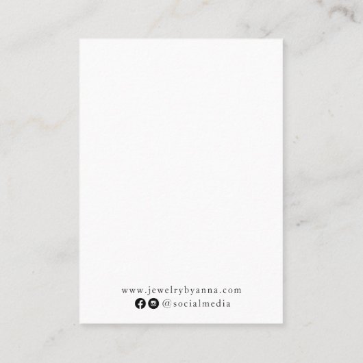 Modern minimalistisch zwart-wit oorbel display visitekaartje (Achterkant)