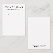 Modern minimalistisch zwart-wit oorbel display visitekaartje (Voorkant / Achterkant)