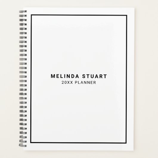 Modern minimalistisch zwart-wit planner (Voorkant)
