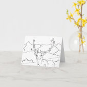 Modern minimalistisch zwart-wit rendier kaart (Gele Bloem)