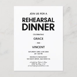 Modern minimalistisch zwart-wit repetitie diner briefkaart
