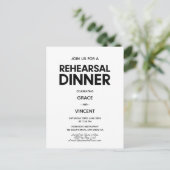 Modern minimalistisch zwart-wit repetitie diner briefkaart (Staand voorkant)
