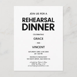 Modern minimalistisch zwart-wit repetitie diner briefkaart