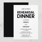 Modern minimalistisch zwart-wit repetitie diner kaart (Voorkant / Achterkant)