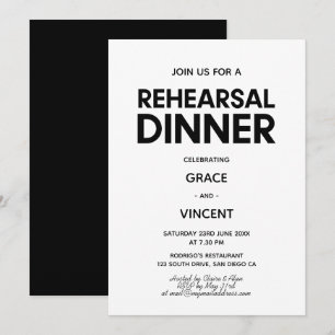 Modern minimalistisch zwart-wit repetitie diner kaart