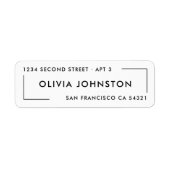 Modern minimalistisch zwart-wit retouradres etiket (Voorkant)