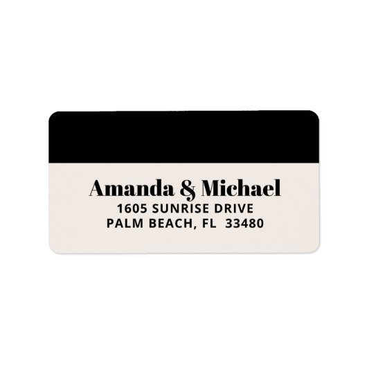 Modern minimalistisch zwart-wit retouradres etiket (Voorkant)