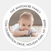 Modern minimalistisch zwart-wit retouradres ronde sticker (Voorkant)