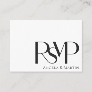 Modern Minimalistisch Zwart Wit RSVP QR Code Informatiekaartje