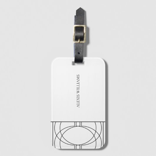 Modern minimalistisch zwart-wit script bagagelabel (Voorkant (verticaal))