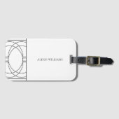 Modern minimalistisch zwart-wit script bagagelabel (Voorkant (horizontaal))