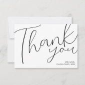 Modern minimalistisch zwart-wit script bedankkaart (Voorkant)