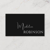 Modern Minimalistisch Zwart Wit Script Visitekaart Visitekaartje (Voorkant)