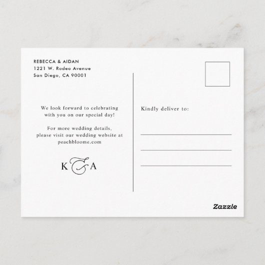 Modern minimalistisch zwart-wit sparen de Datum Briefkaart (Achterkant)
