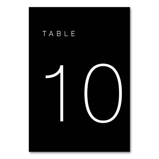 Modern minimalistisch zwart-wit tabelnummer 10 kaart (Achterkant)