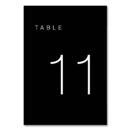 Modern minimalistisch zwart-wit tabelnummer 11 kaart