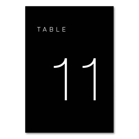 Modern minimalistisch zwart-wit tabelnummer 11 kaart (Achterkant)