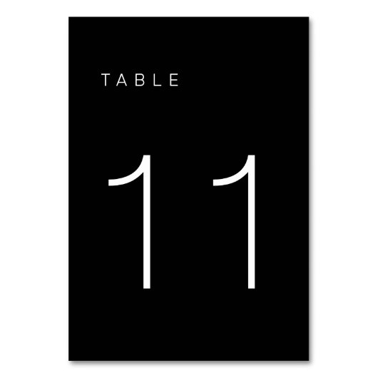 Modern minimalistisch zwart-wit tabelnummer 11 kaart (Achterkant)