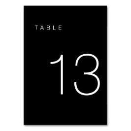 Modern minimalistisch zwart-wit tabelnummer 13 kaart