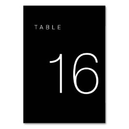 Modern minimalistisch zwart-wit tabelnummer 16 kaart