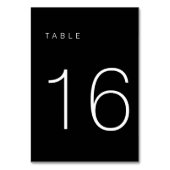 Modern minimalistisch zwart-wit tabelnummer 16 kaart (Achterkant)